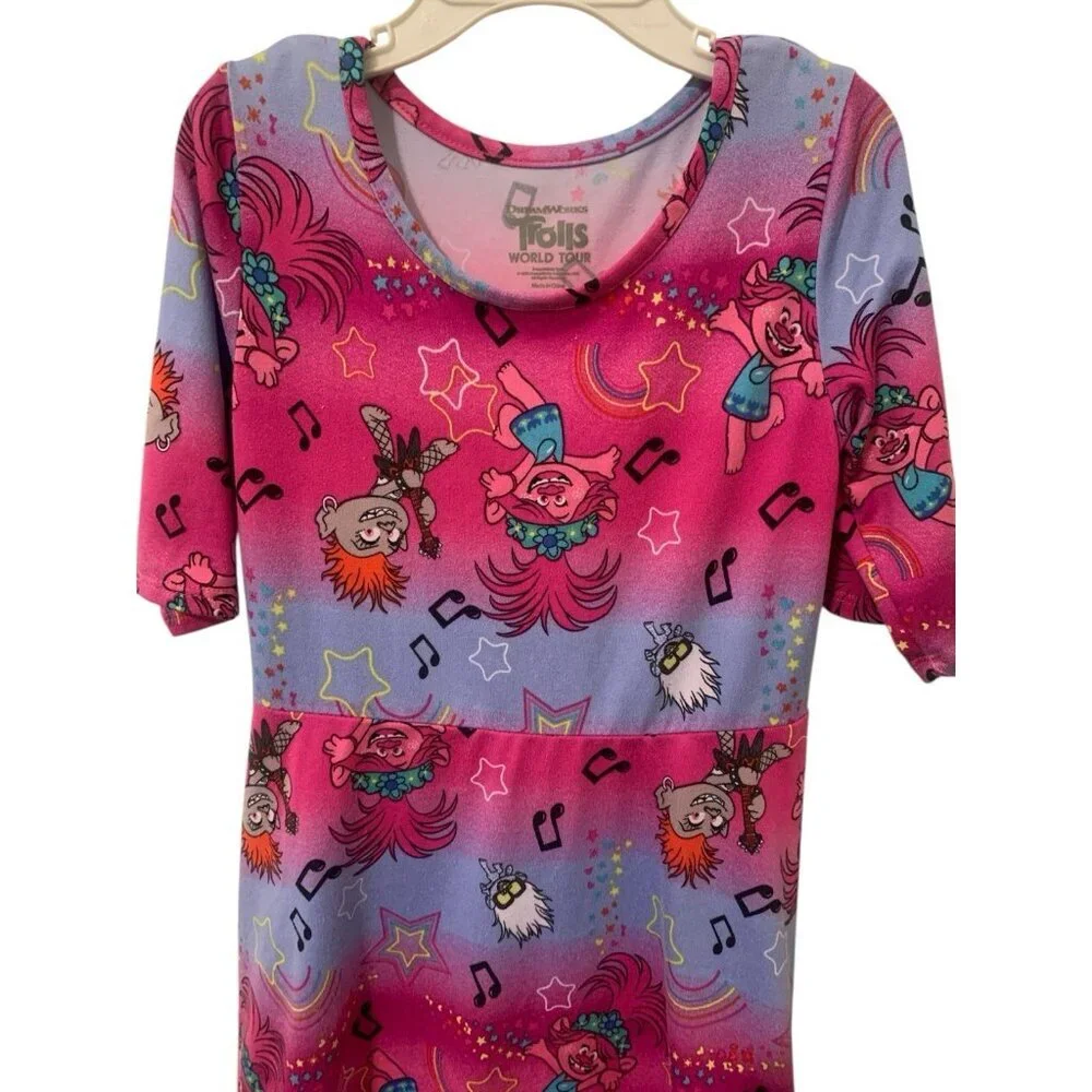 Trolls World Tour Girls Dress Size S/CH 6-6X Pink Short Sleeve